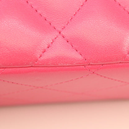 CHANEL シャネル 19番 A58600 ピンク ラム シルバー金具 ダブルフラップ デカマトラッセ30 ショルダーバッグ