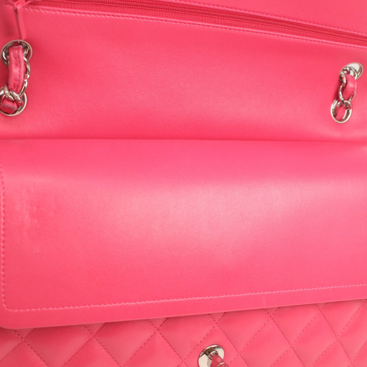 CHANEL シャネル 19番 A58600 ピンク ラム シルバー金具 ダブルフラップ デカマトラッセ30 ショルダーバッグ