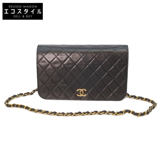 CHANEL シャネル 3番 A03568 黒 ラム シングルフルフラップ G金具 プッシュロック マトラッセ23 ショルダーバッグ