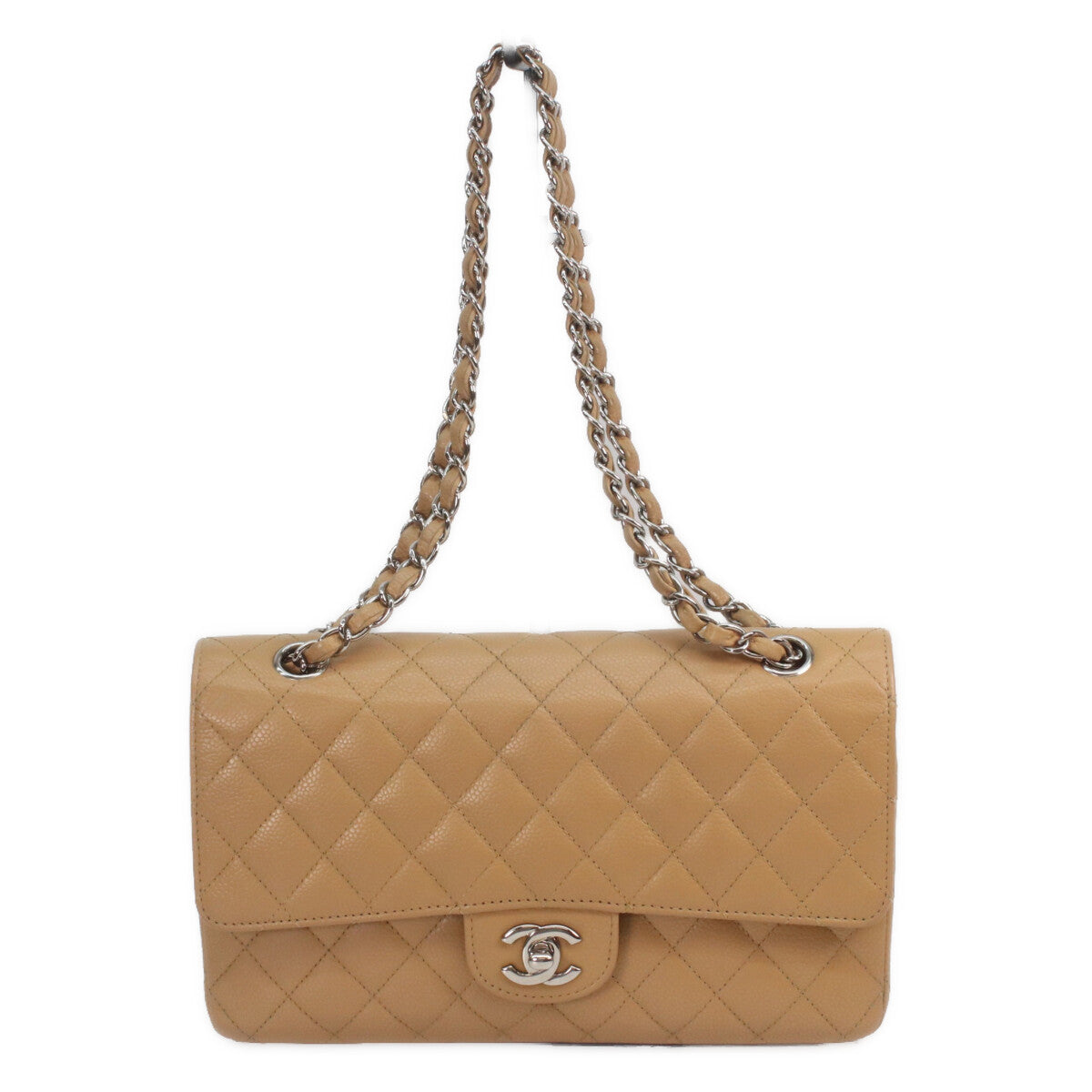 CHANEL シャネル 11番 A01112 ベージュ キャビア シルバー金具 マトラッセ25 ショルダーバッグ