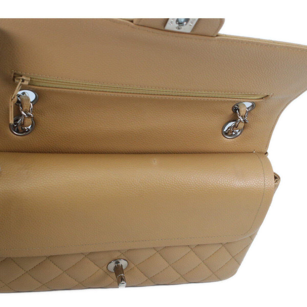 CHANEL シャネル 11番 A01112 ベージュ キャビア シルバー金具 マトラッセ25 ショルダーバッグ