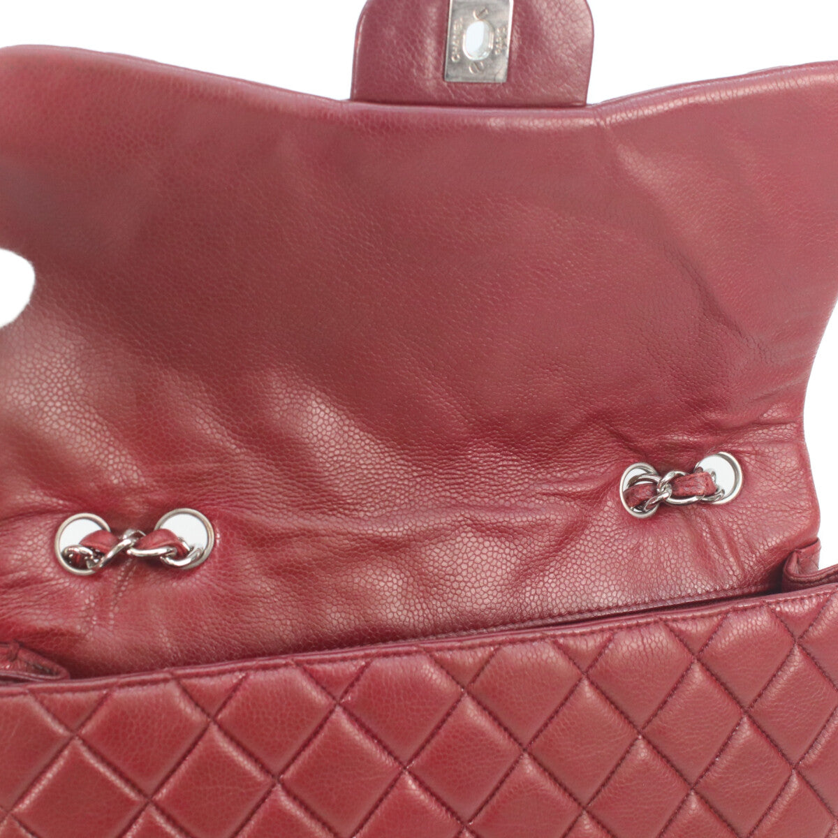 CHANEL シャネル 14番 A28600 ボルドー キャビア シングルフラップ シルバー金具 デカマトラッセ30 トートバッグ