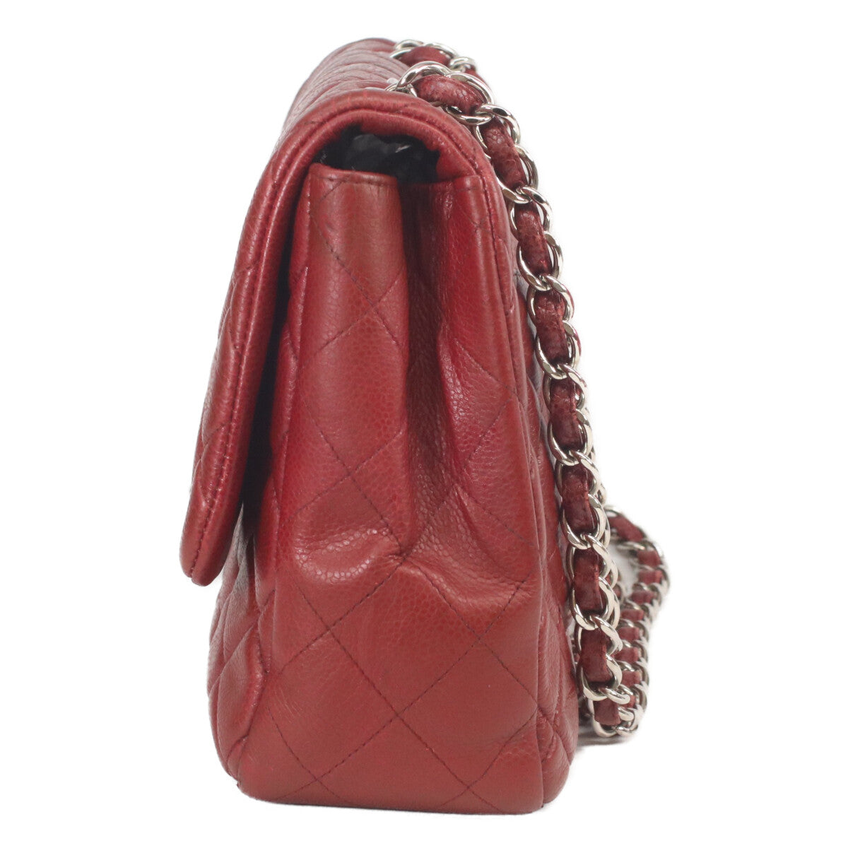 CHANEL シャネル 14番 A28600 ボルドー キャビア シングルフラップ シルバー金具 デカマトラッセ30 トートバッグ