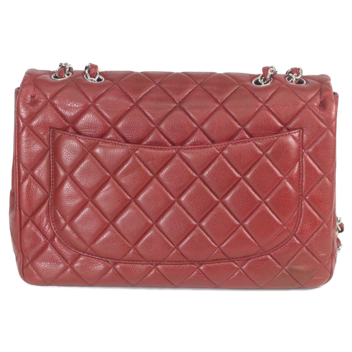 CHANEL シャネル 14番 A28600 ボルドー キャビア シングルフラップ シルバー金具 デカマトラッセ30 トートバッグ