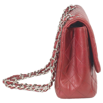 CHANEL シャネル 14番 A28600 ボルドー キャビア シングルフラップ シルバー金具 デカマトラッセ30 トートバッグ