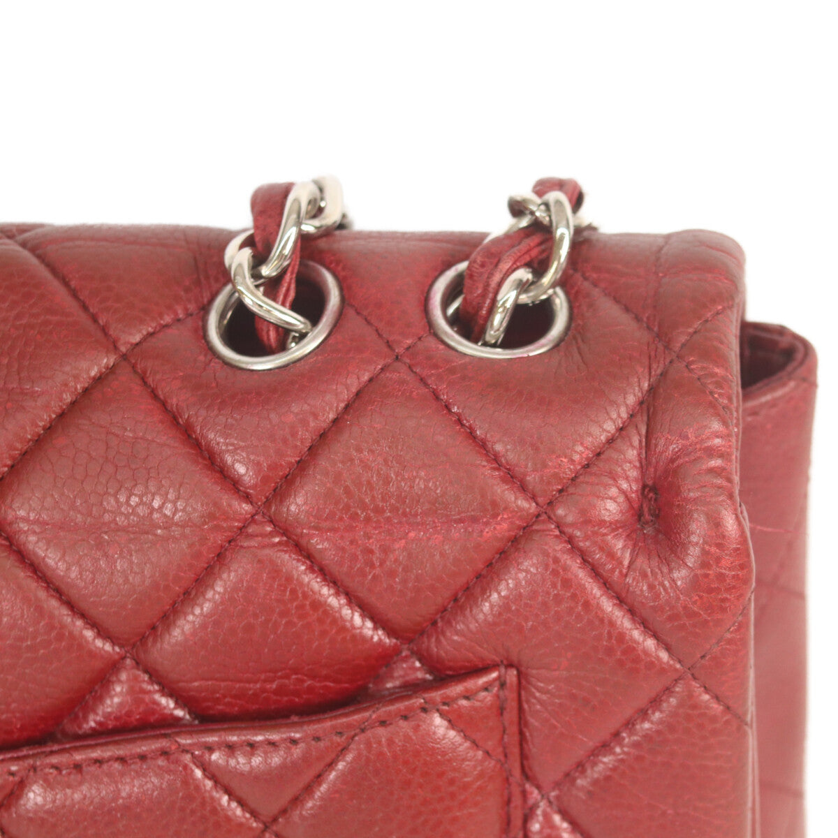 CHANEL シャネル 14番 A28600 ボルドー キャビア シングルフラップ シルバー金具 デカマトラッセ30 トートバッグ