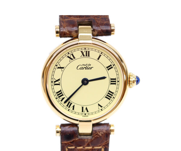 Cartier カルティエ W100225301 80-90s 925 マストヴァンドームヴェルメイユSM アイボリーサークルローマ文字盤 腕時計