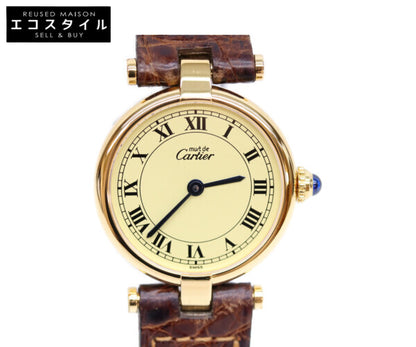 Cartier カルティエ W100225301 80-90s 925 マストヴァンドームヴェルメイユSM アイボリーサークルローマ文字盤 腕時計