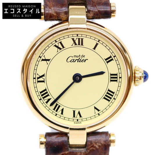 Cartier カルティエ W100225301 80-90s 925 マストヴァンドームヴェルメイユSM アイボリーサークルローマ文字盤 腕時計