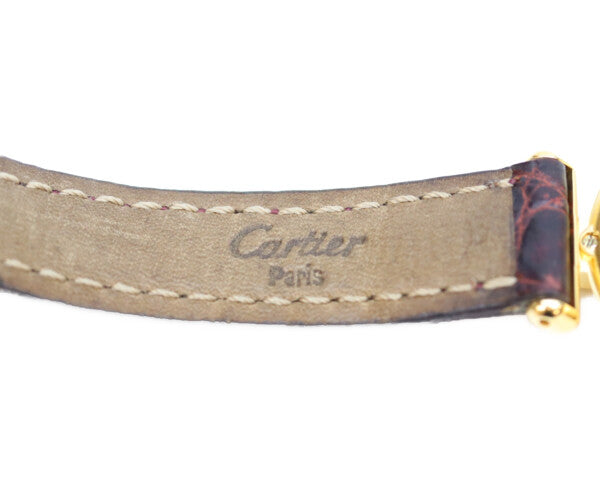 Cartier カルティエ 97年 W1000654 925 マストコリゼヴェルメイユSM アイボリーローマ文字盤 QZ 革 腕時計