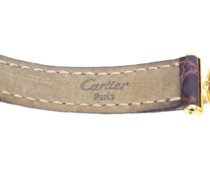 Cartier カルティエ 97年 W1000654 925 マストコリゼヴェルメイユSM アイボリーローマ文字盤 QZ 革 腕時計