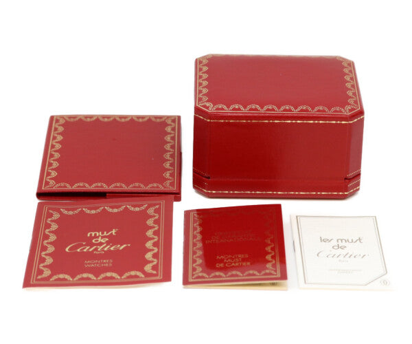 Cartier カルティエ 95年 W1000654 925 マストコリゼヴェルメイユSM アイボリーローマ文字盤 QZ 革 腕時計