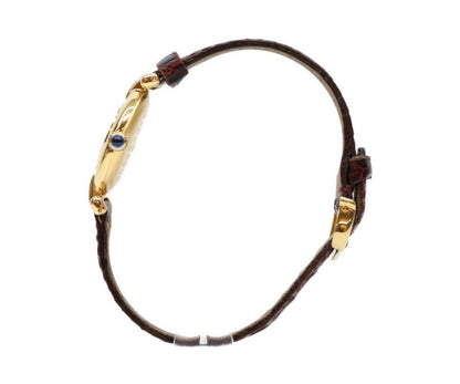 Cartier カルティエ 95年 W1000654 925 マストコリゼヴェルメイユSM アイボリーローマ文字盤 QZ 革 腕時計