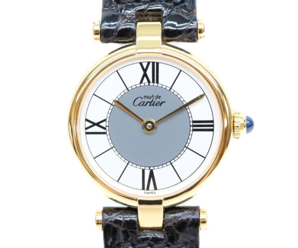 Cartier カルティエ W100225301 80-90s 925 マストヴァンドームヴェルメイユSM センターグレイ飛びローマ文字盤 腕時計
