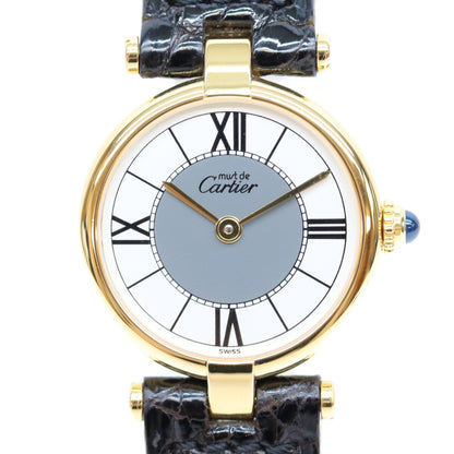 Cartier カルティエ W100225301 80s–90s 925 Must Vendôme Vermeil SM center gray floating Roman numeral dial wristwatch