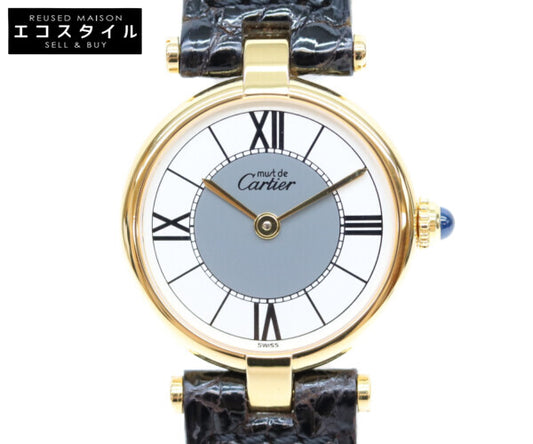 Cartier カルティエ W100225301 80-90s 925 マストヴァンドームヴェルメイユSM センターグレイ飛びローマ文字盤 腕時計