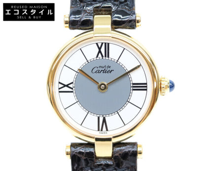 Cartier カルティエ W100225301 80s–90s 925 Must Vendôme Vermeil SM center gray floating Roman numeral dial wristwatch