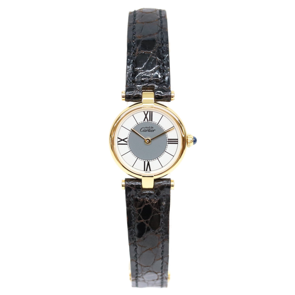 Cartier カルティエ W100225301 80s–90s 925 Must Vendôme Vermeil SM center gray floating Roman numeral dial wristwatch