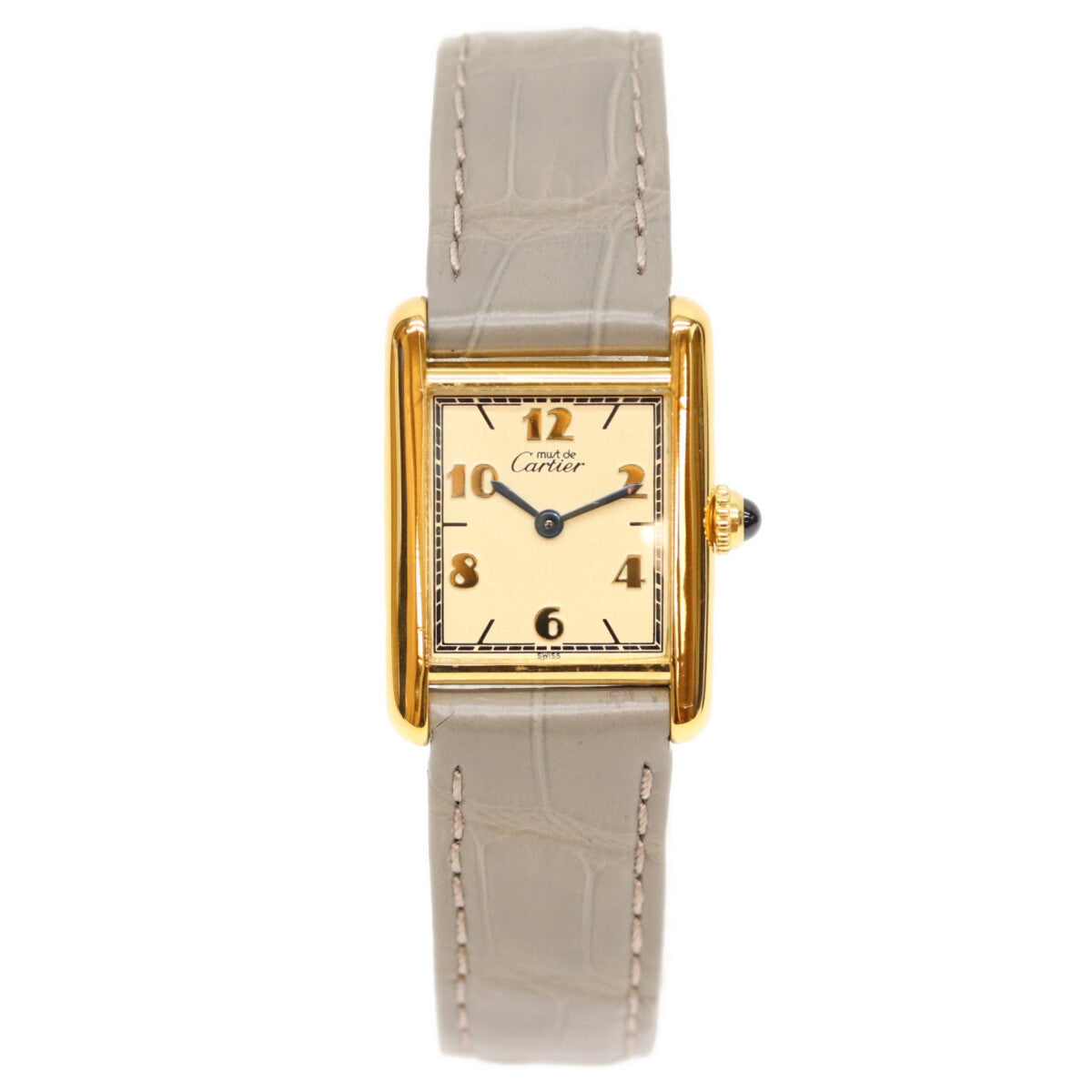 Cartier カルティエ 96-98s 925 飛びアラビア文字盤 マストタンクSMヴェルメイユ 革 QZ 時計 腕時計