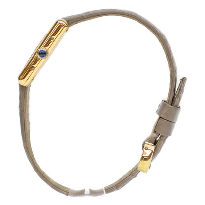 Cartier カルティエ 96-98s 925 飛びアラビア文字盤 マストタンクSMヴェルメイユ 革 QZ 時計 腕時計