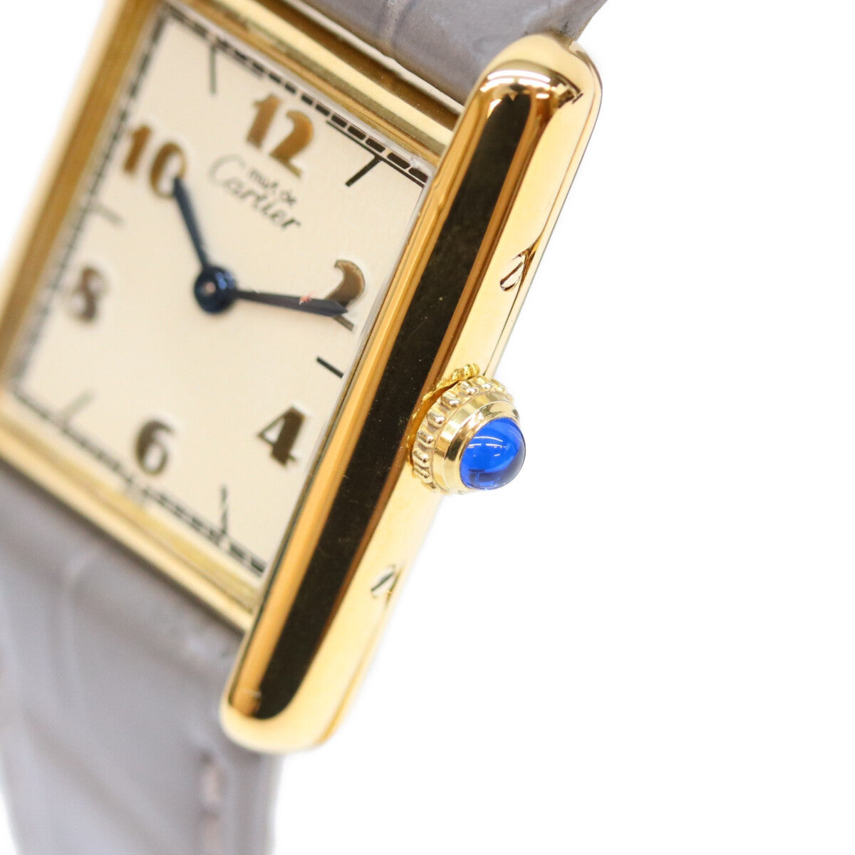 Cartier カルティエ 96-98s 925 飛びアラビア文字盤 マストタンクSMヴェルメイユ 革 QZ 時計 腕時計