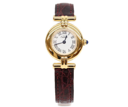 Cartier カルティエ 00s W1011554 925 マストコリゼヴェルメイユSM 白抜きローマ文字盤 革 QZ 腕時計