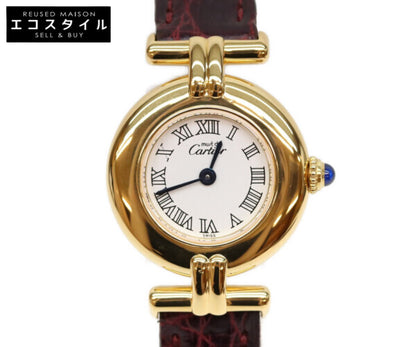 Cartier カルティエ 00s W1011554 925 マストコリゼヴェルメイユSM 白抜きローマ文字盤 革 QZ 腕時計