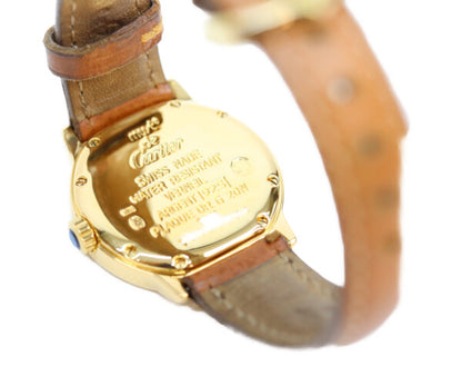 Cartier カルティエ W1009143 925 マストロンドSMヴェルメイユ サイドトリニティ文字盤 QZ 革 腕時計