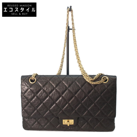 CHANEL シャネル 13番 A37587 黒 エイジドカーフスキン G金具 2.55 マトラッセ28チェーンショルダー ショルダーバッグ