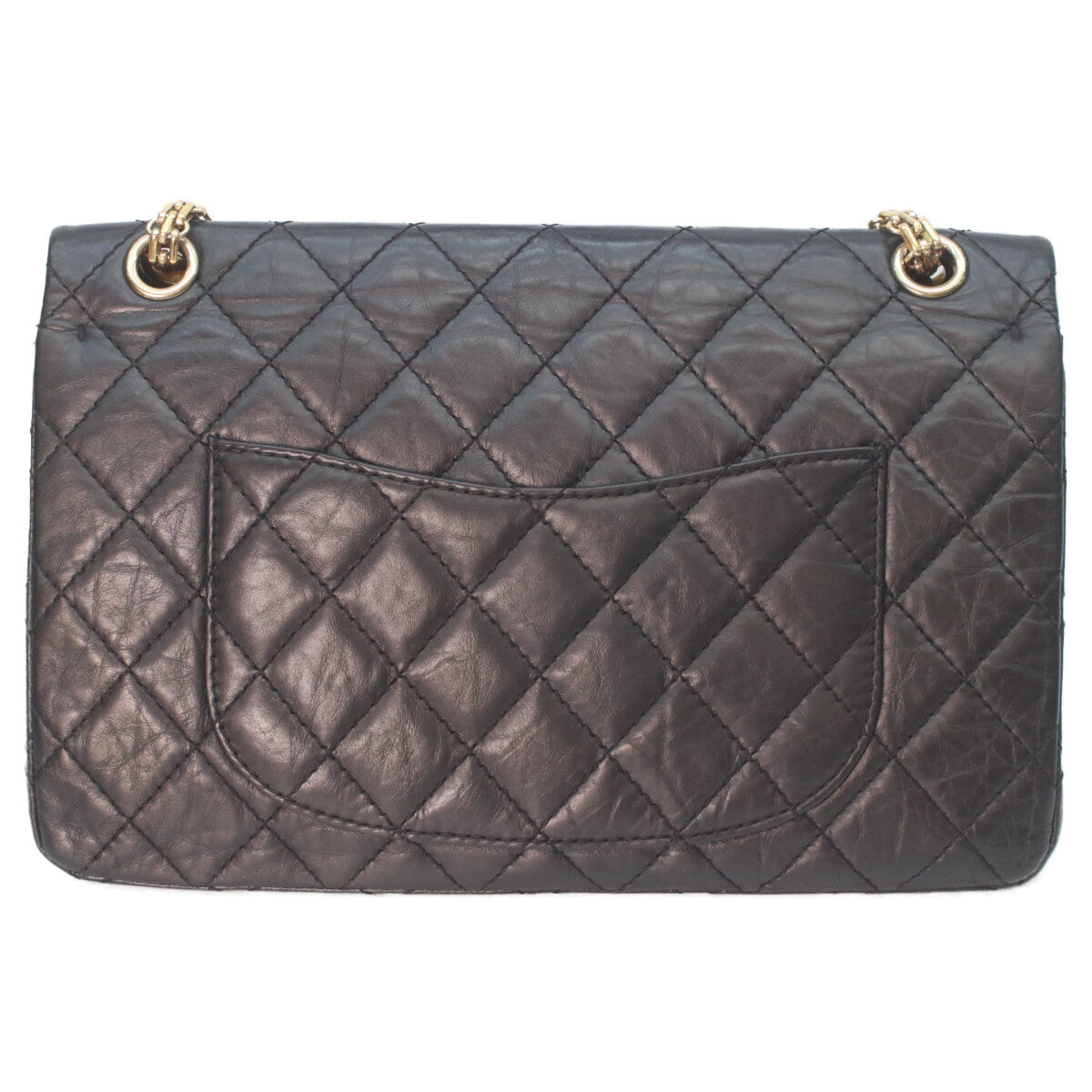 CHANEL 13 A37587 Black Aged Calfskin GHW 2.55 Matelasse 28 Chain Shoulder Bag