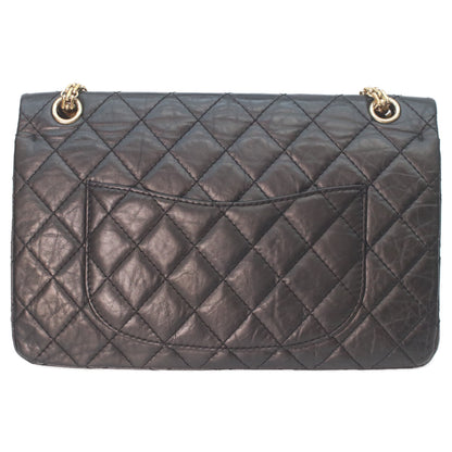 CHANEL 13 A37587 Black Aged Calfskin GHW 2.55 Matelasse 28 Chain Shoulder Bag