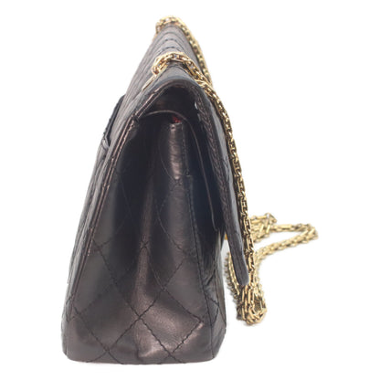 CHANEL 13 A37587 Black Aged Calfskin GHW 2.55 Matelasse 28 Chain Shoulder Bag