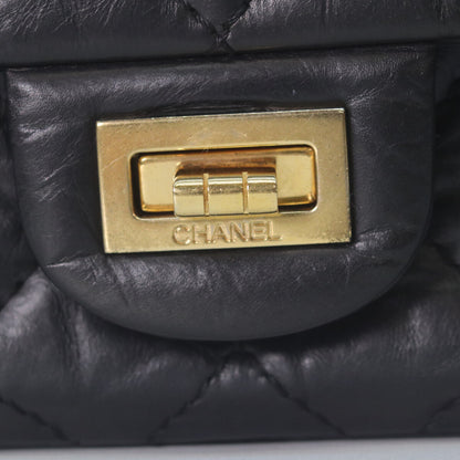 CHANEL 13 A37587 Black Aged Calfskin GHW 2.55 Matelasse 28 Chain Shoulder Bag