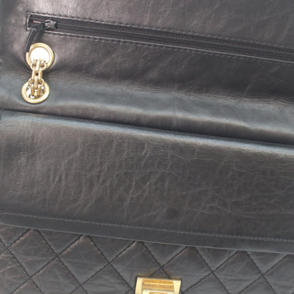 CHANEL 13 A37587 Black Aged Calfskin GHW 2.55 Matelasse 28 Chain Shoulder Bag