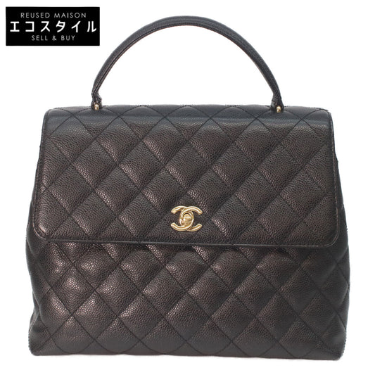 CHANEL Chanel No. 8, 2003, A12397, Black Caviar Top Handle Handbag