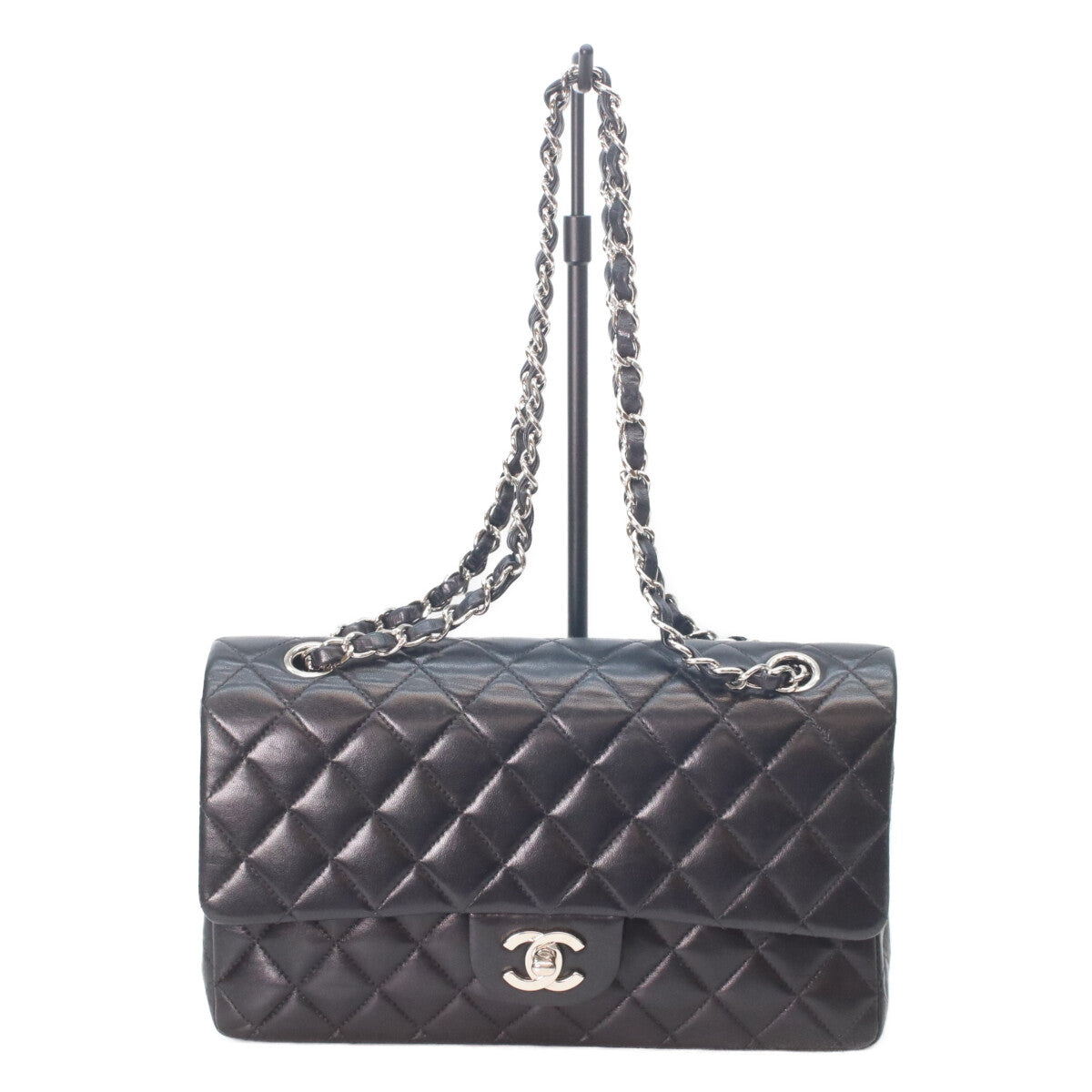 CHANEL シャネル 7番 A01112 黒ラム シルバー金具 マトラッセ25 ショルダーバッグ