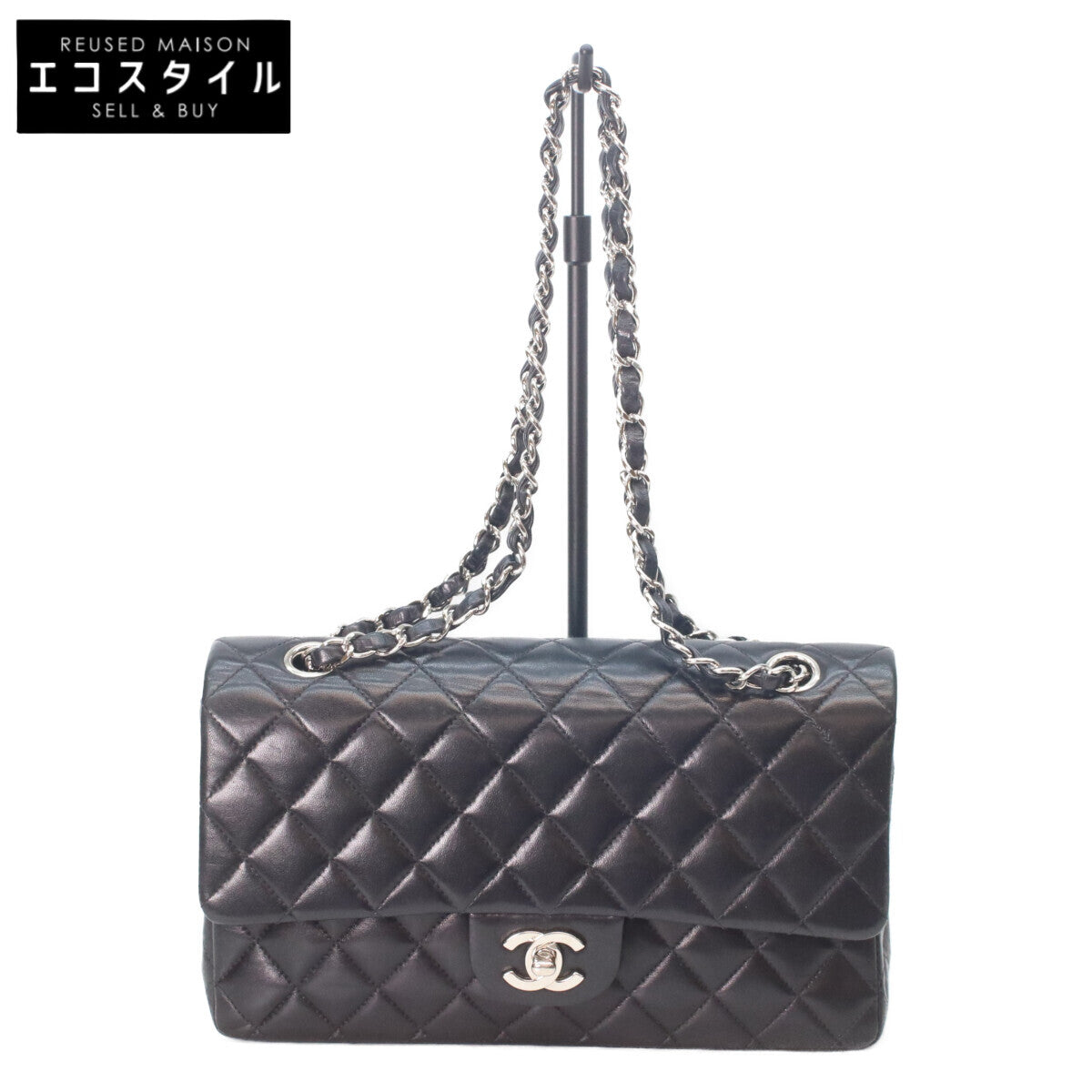 CHANEL シャネル 7番 A01112 黒ラム シルバー金具 マトラッセ25 ショルダーバッグ