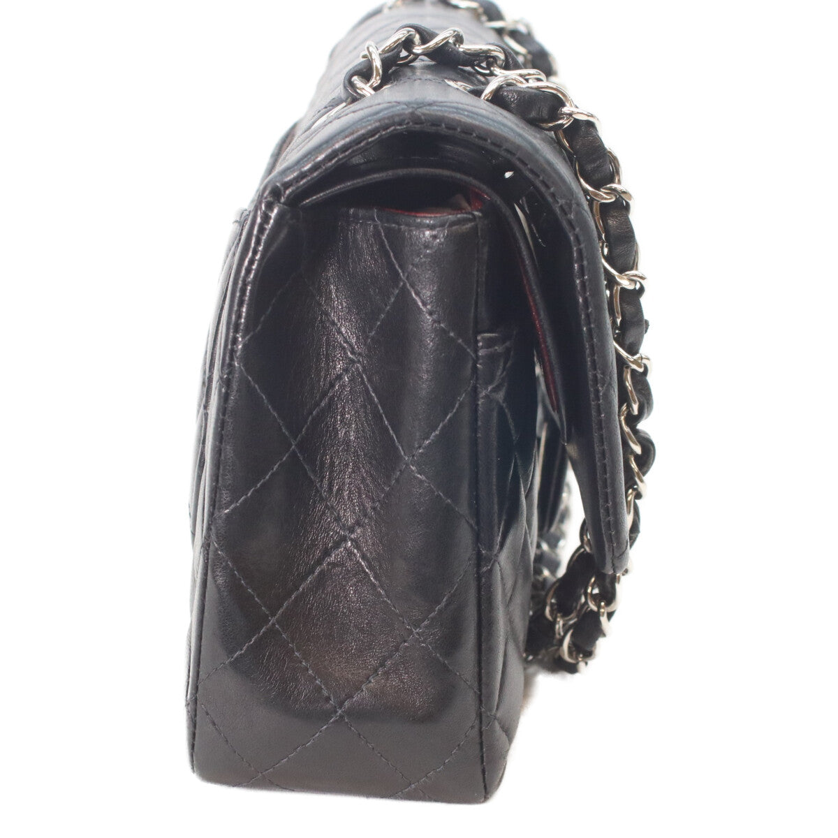 CHANEL シャネル 7番 A01112 黒ラム シルバー金具 マトラッセ25 ショルダーバッグ
