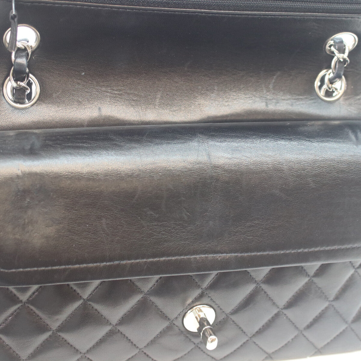 CHANEL シャネル 7番 A01112 黒ラム シルバー金具 マトラッセ25 ショルダーバッグ