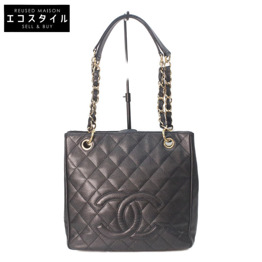CHANEL Chanel 11 A20994 Black Caviar Gold Hardware PST Tote Handbag