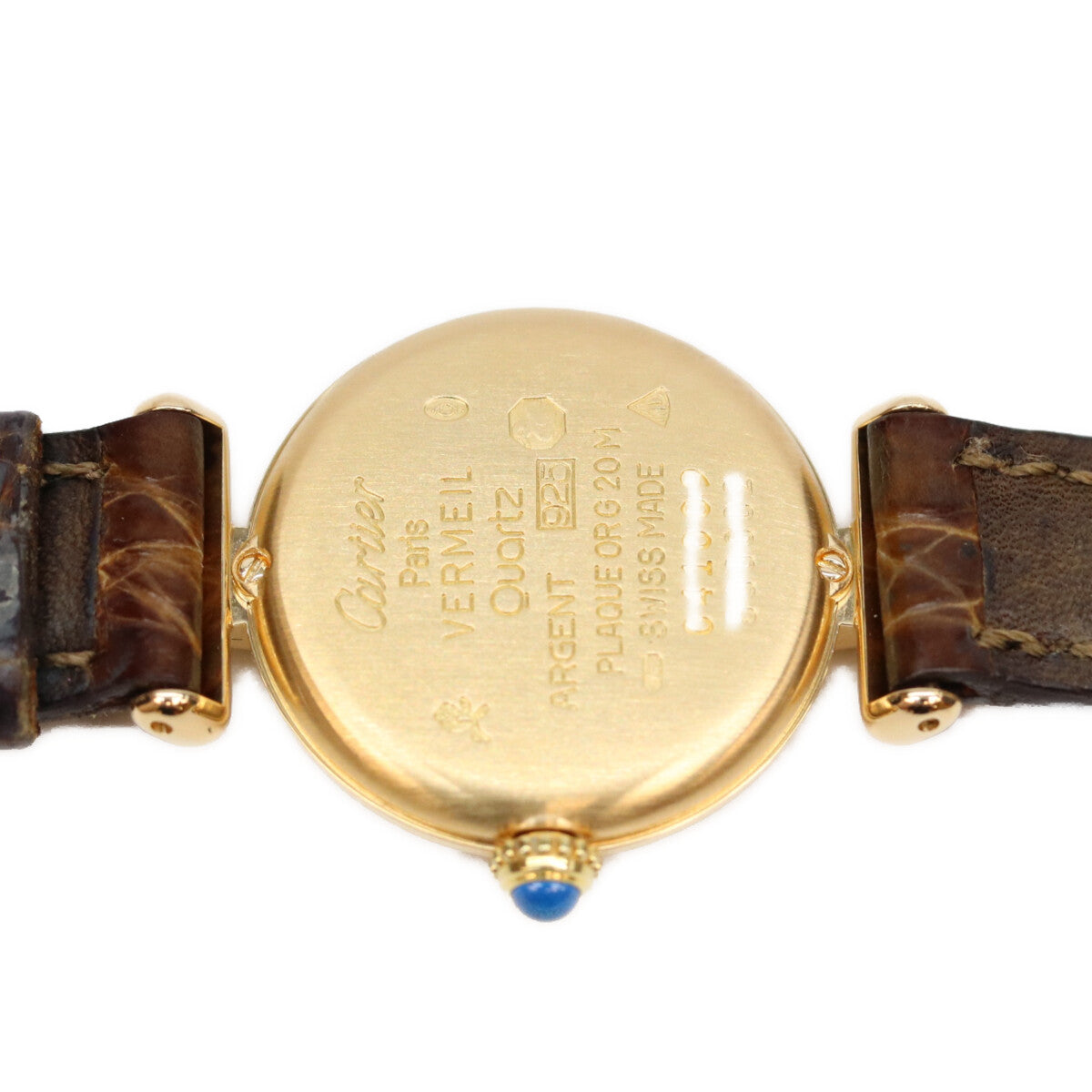 Cartier カルティエ 90s W1000654 925 マストコリゼヴェルメイユSM ゴールドミラー文字盤 QZ 革 腕時計
