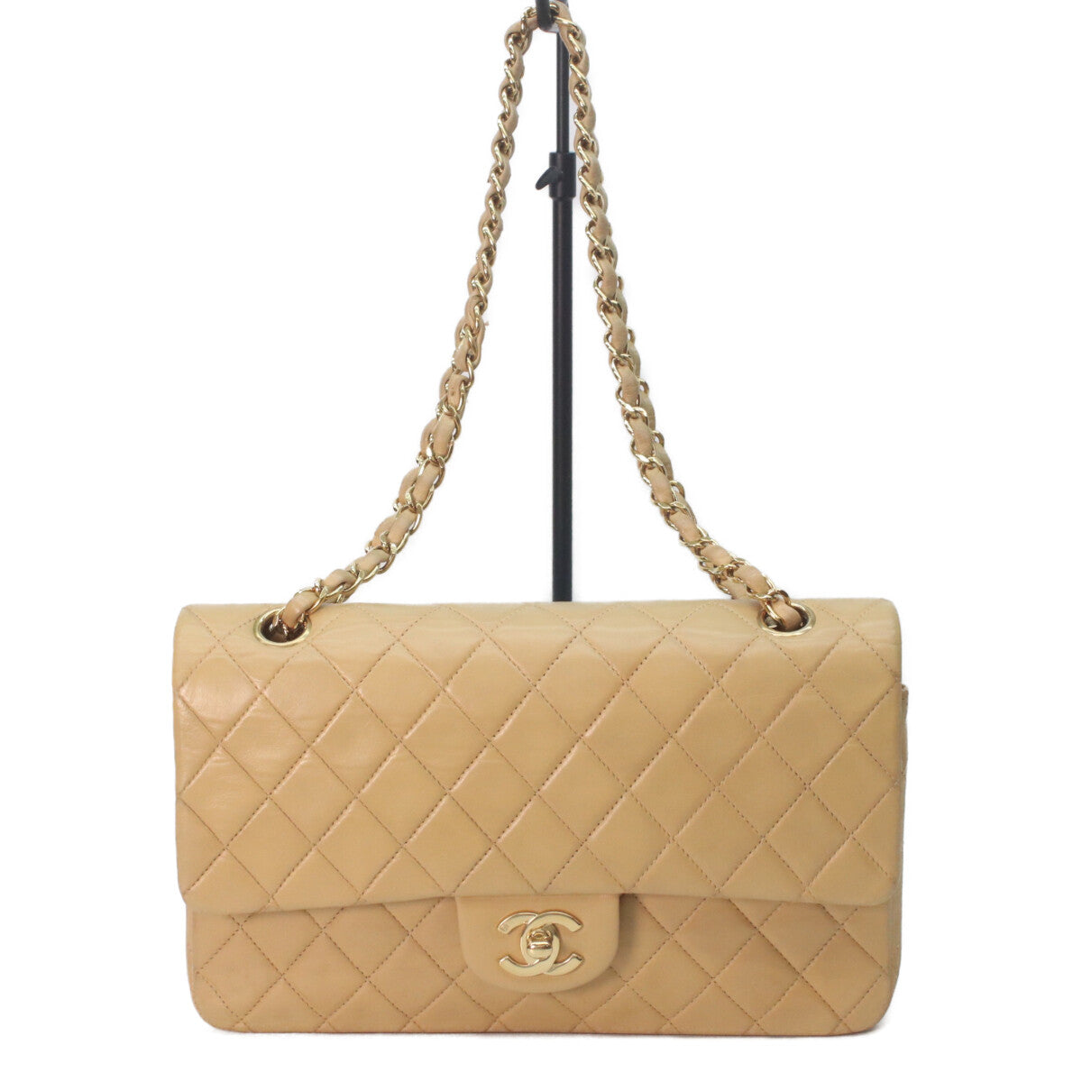 香奈儿 CHANEL 6号 A01112 米色 羊皮 金色金属件 Matelasse 25 单肩包