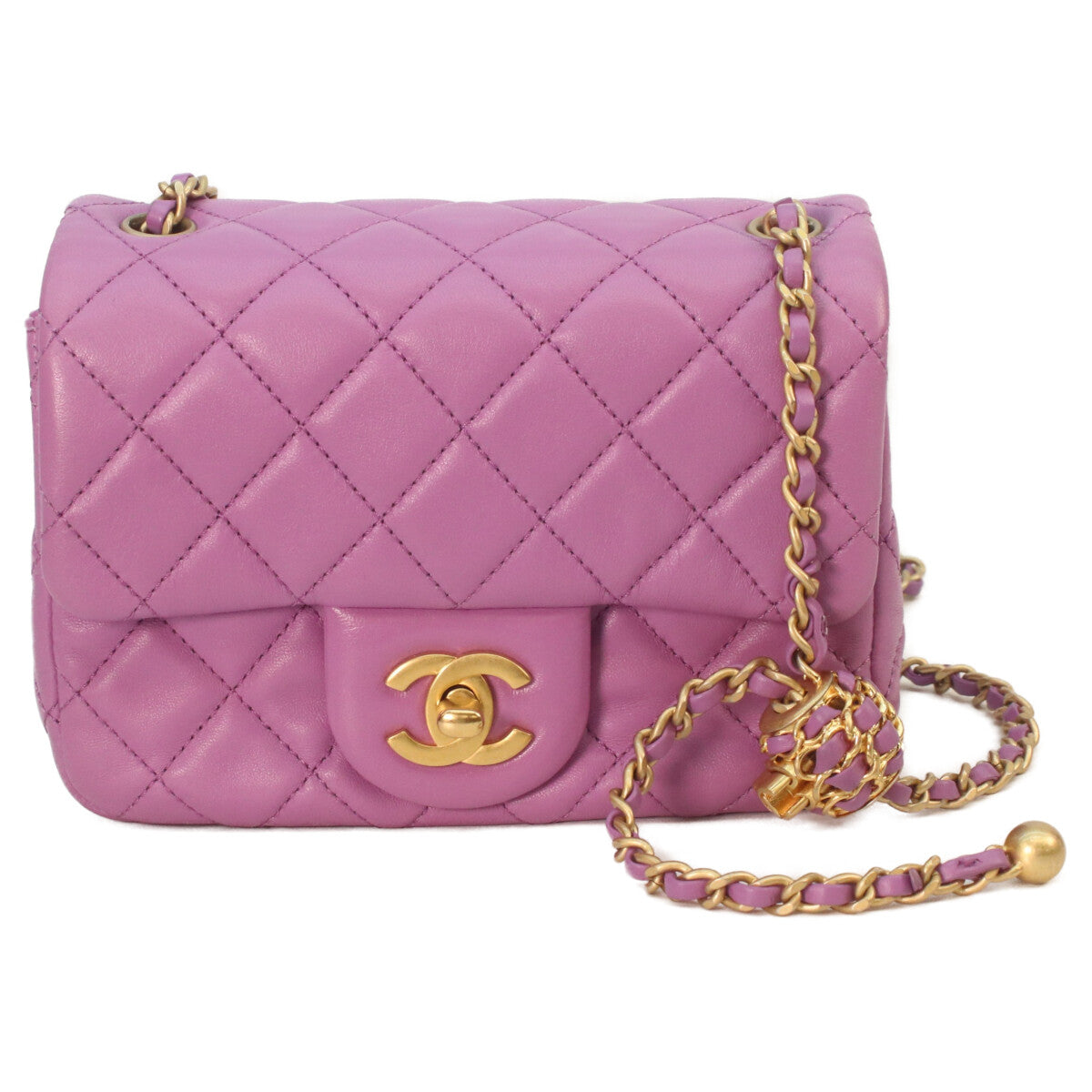 CHANEL シャネル AS1786 パールクラッシュ ココボール ラベンダー ラム ゴールド金具 ミニマトラッセ17 ショルダーバッグ