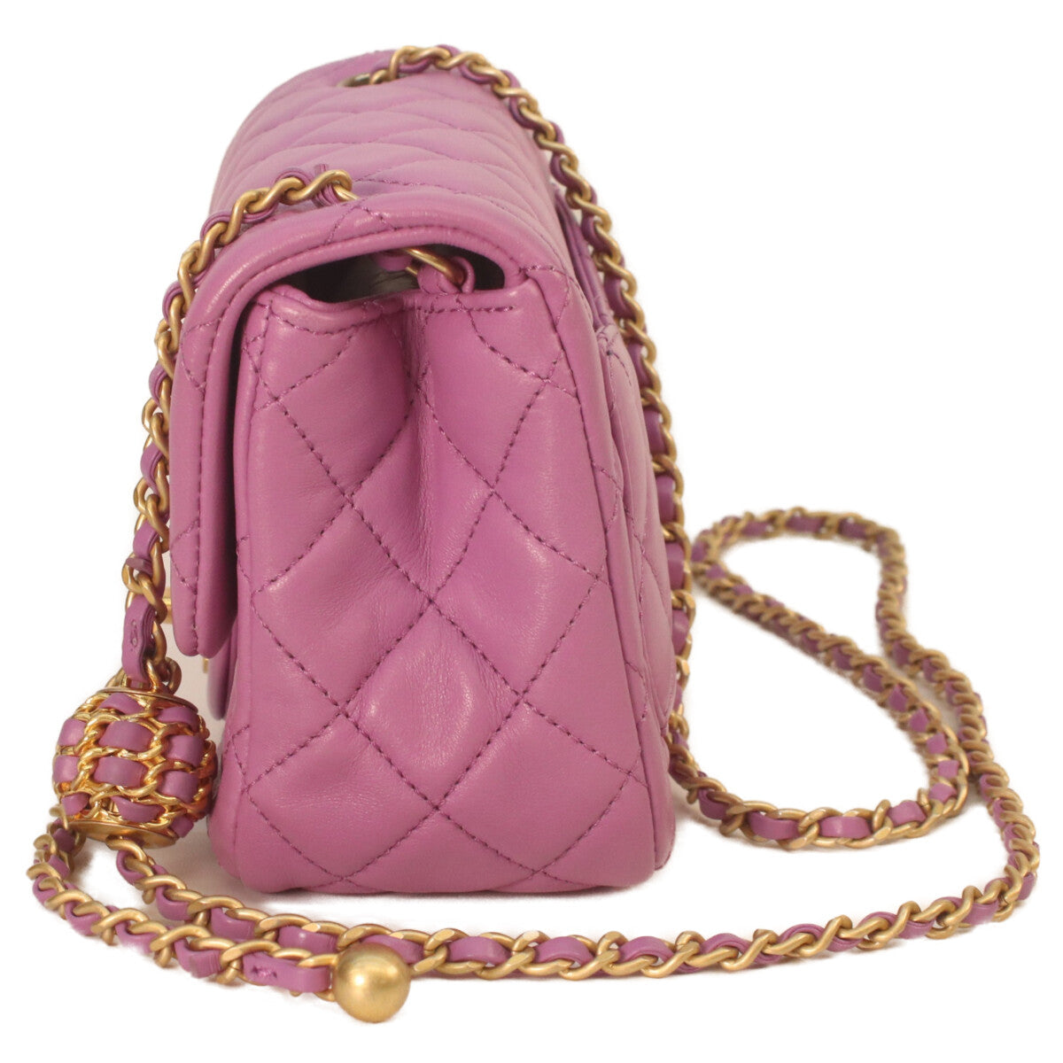 CHANEL シャネル AS1786 パールクラッシュ ココボール ラベンダー ラム ゴールド金具 ミニマトラッセ17 ショルダーバッグ