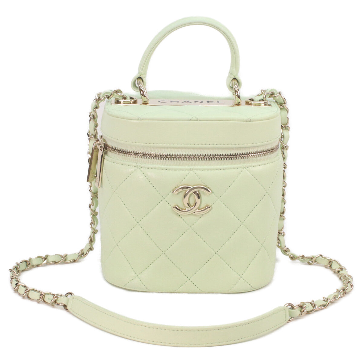 CHANEL 香奈儿 AS1626 柠檬绿 金色五金 羊皮 Trendy CC 2WAY 化妆包 斜挎包