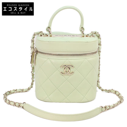 CHANEL シャネル AS1626 ライムグリーン ゴールド金具 ラム トレンディCC 2WAYバニティ ショルダーバッグ