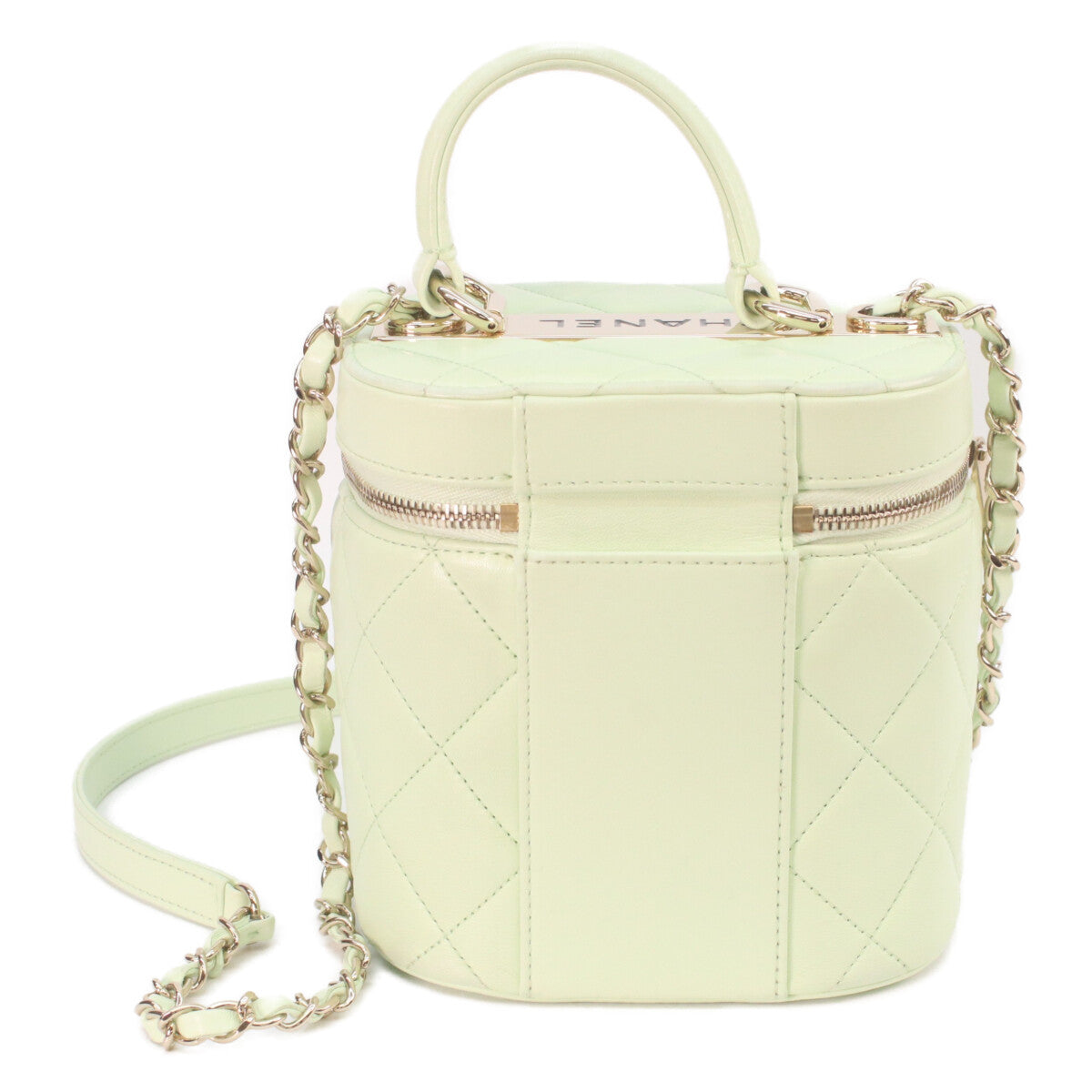CHANEL 香奈儿 AS1626 柠檬绿 金色五金 羊皮 Trendy CC 2WAY 化妆包 斜挎包