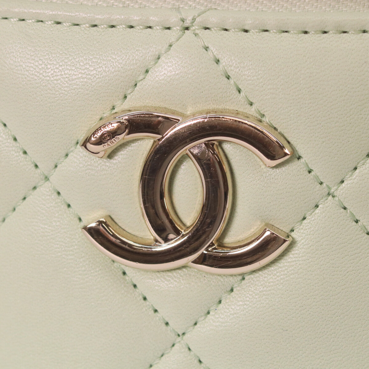 CHANEL 香奈儿 AS1626 柠檬绿 金色五金 羊皮 Trendy CC 2WAY 化妆包 斜挎包