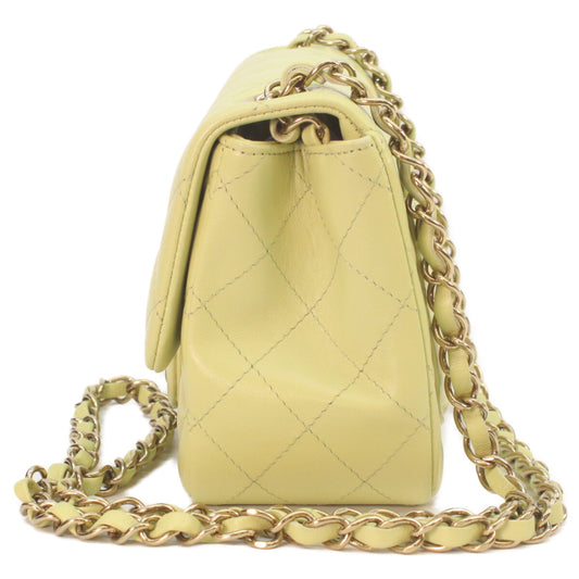 CHANEL A35200 Pistachio Lambskin Gold Hardware Mini Matelasse 17 Shoulder Bag