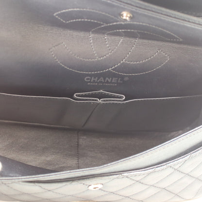 CHANEL シャネル 21番 A37587 ガンメタリック ブルーグレー ヴィンテージカーフ シルバー金具 マトラッセ 2.55ラージ チェーンショルダー ショルダーバッグ